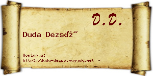Duda Dezső névjegykártya