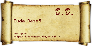 Duda Dezső névjegykártya